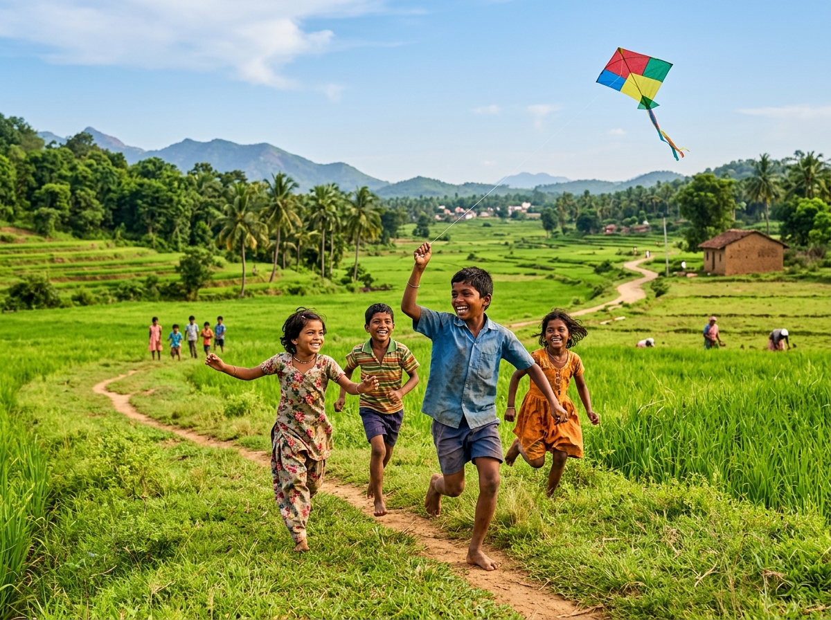 Children Flying Kite